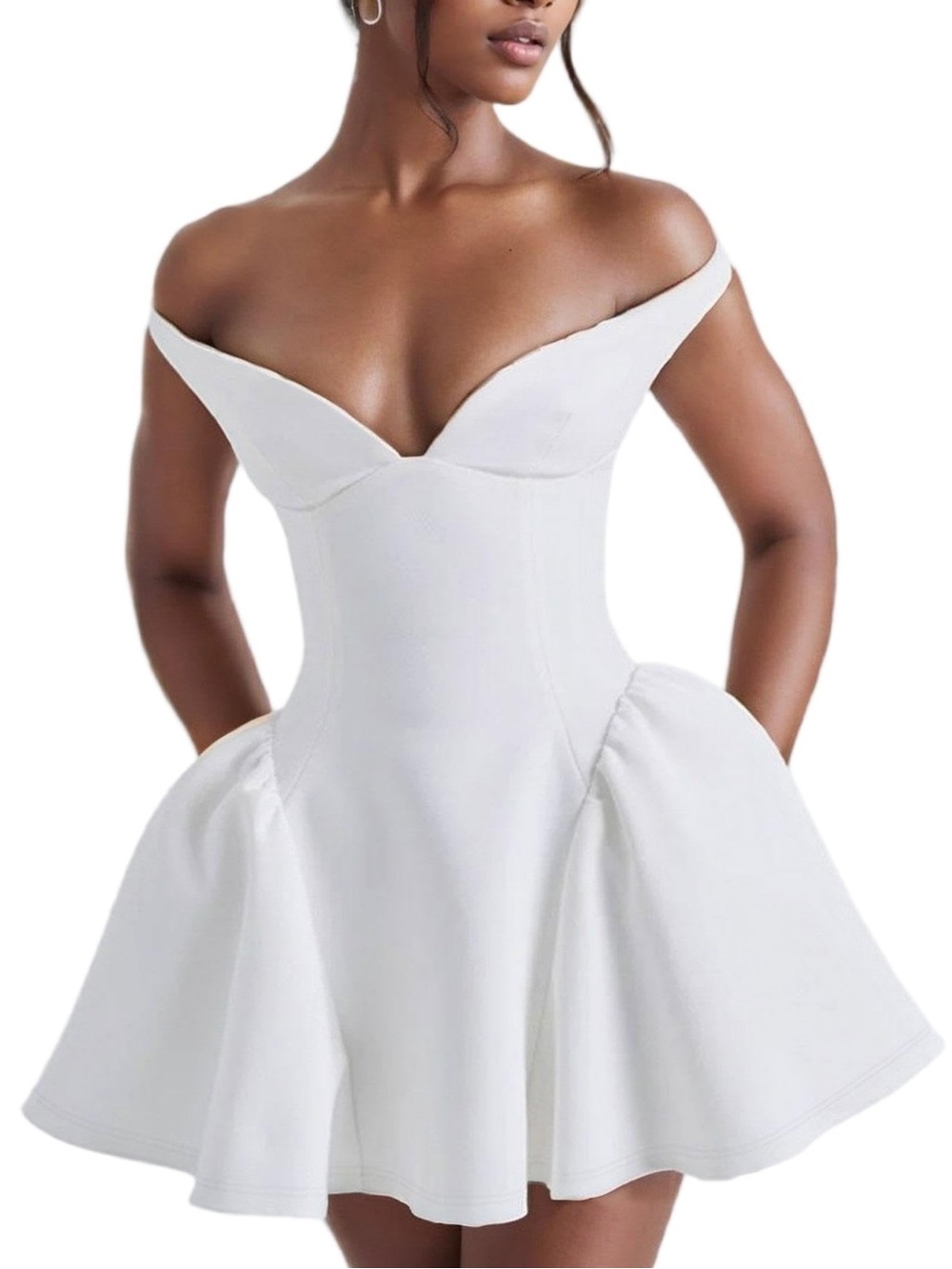 Voghtic Womens Deep V Neck Dress Backless Ruffle Hem